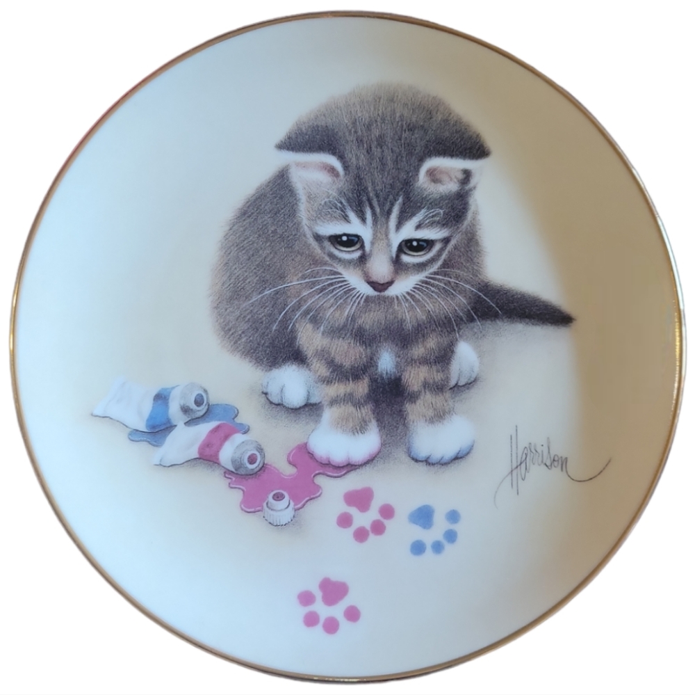 Vtg 91 Making Tracks Bob Harrison Curious Kittens Hamilton Collection Plate
